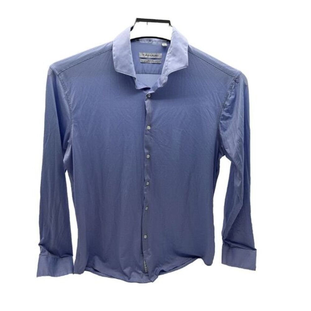 TAHARI Dress Shirt Men's Long-Sleeve‎ Button-Up Purple/White Large 16-16.5 34/35